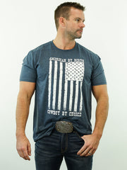 American By Birth, Cowboy By Choice - T-Shirt, Blue Heather