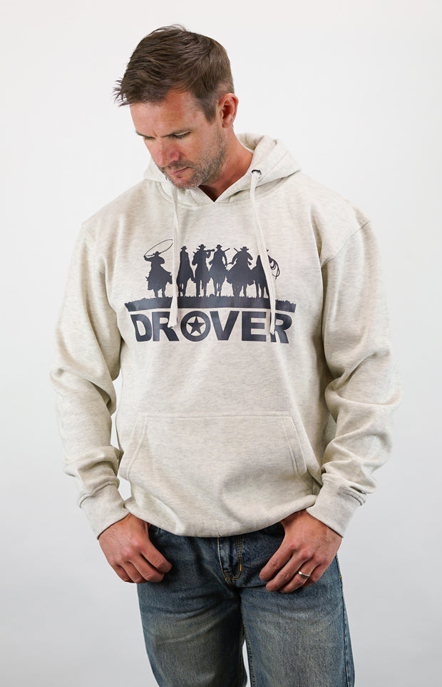 Hoodie - Riding Cowboys Print, Oatmeal Color