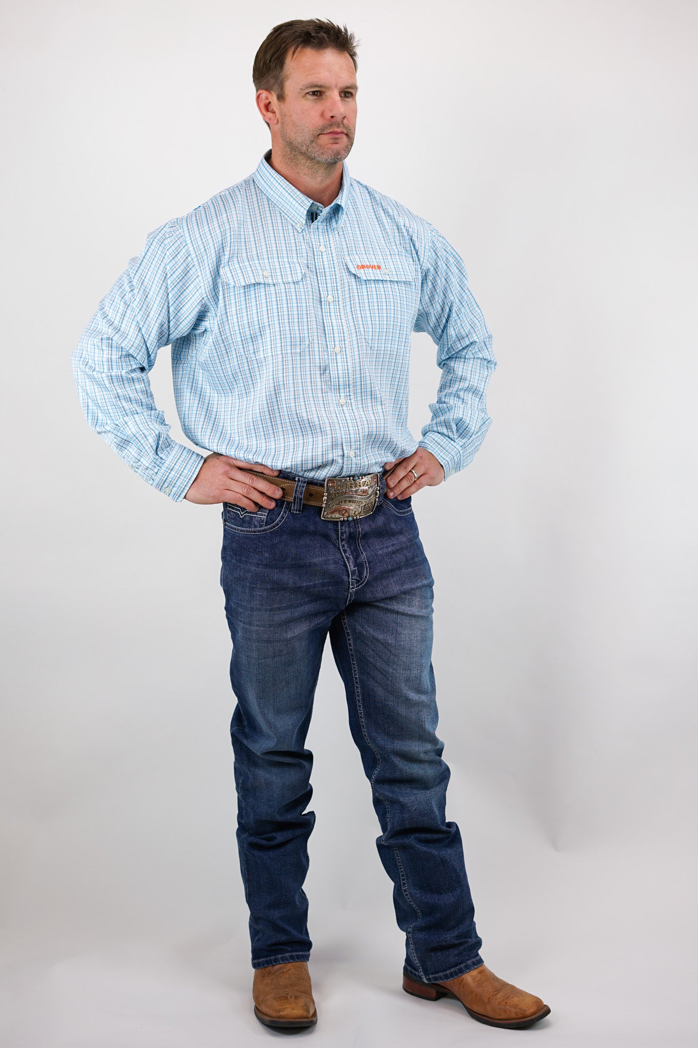 Badlands Fit - Stretch Fabric, Slim, Low-Rise, Straight Leg, Boot Cut (Mid Wash & Faded)