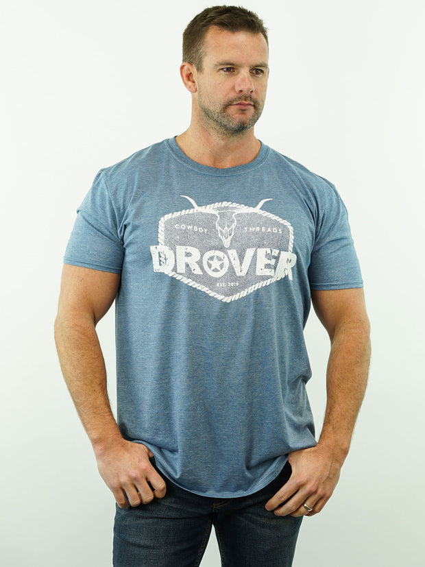 Drover Rope Badge - T-Shirt, Blue Heather