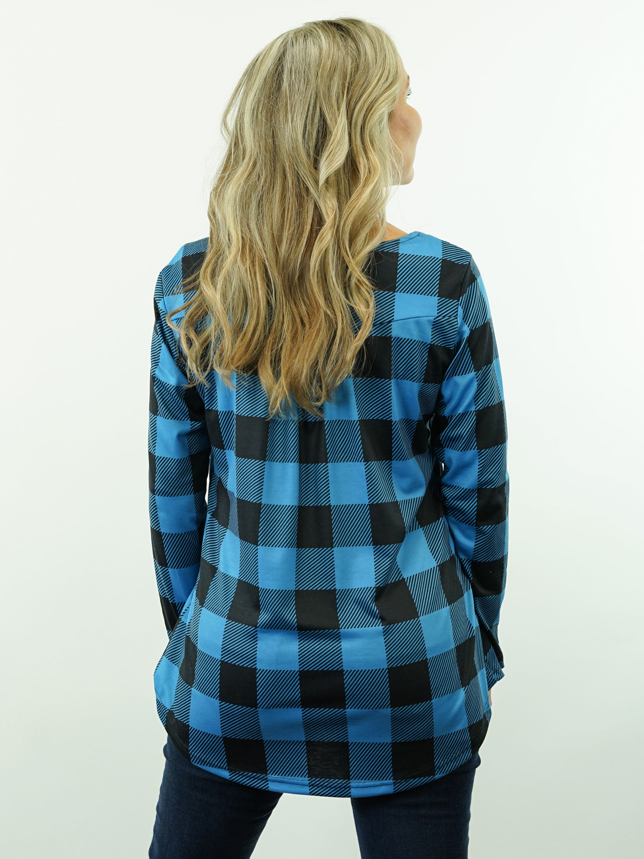 Tess - Blue, Plaid Top