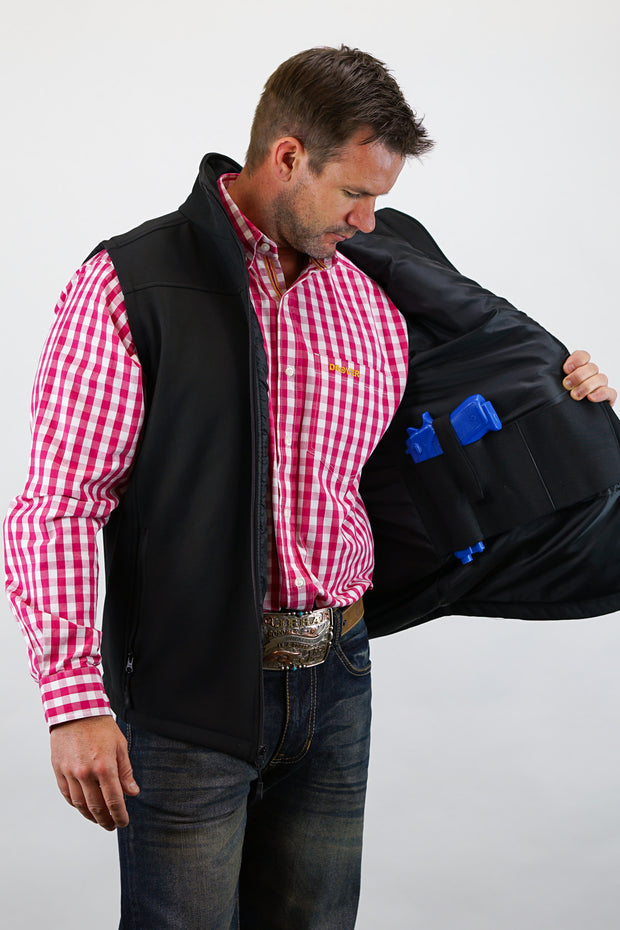 Concealed Carry Softshell Vest - With Concealed Carry Holster -Black