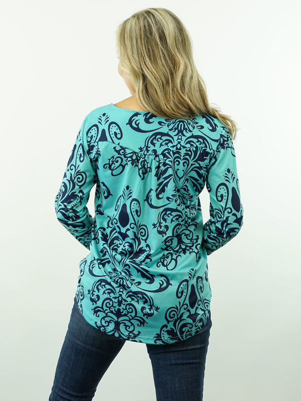 Charlie - Turquoise, Print Top