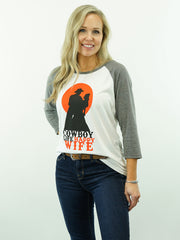 Cowboy Life Happy Wife - Two Color, 3/4 Sleeve, Women's Cut, T-Shirt