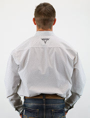 Signature Series - Ambush - Print, Option Cuff, Classic Fit Shirt (White w/ Black Flowers)