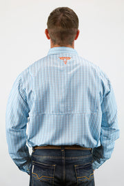 Signature Series - Bonanza - Wrinkle Free, Vent, Print, Classic Fit Shirt (Blue Plaid)