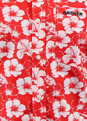 Signature Series - Concho - Red and White Hibiscus Flower Print, Classic Fit Short Sleeve Shirt