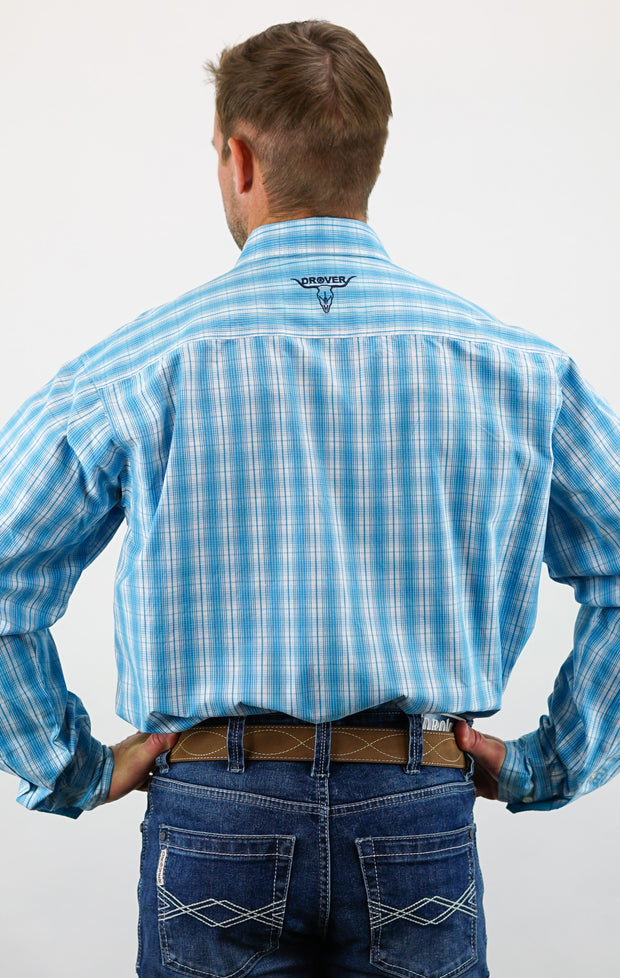 Signature Series - Rawhide - Blue and White Plaid, Option Cuff, Classic Fit Shirt