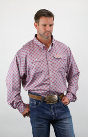 Signature Series - Corral - Vented, Moisture Wicking, Red and Gray Print, Classic Fit Vented Shirt