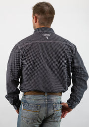 Signature Series - Stampede - Pearl Snap, Print, Option Cuff, Classic Fit Shirt (Black w/ White Flowers)