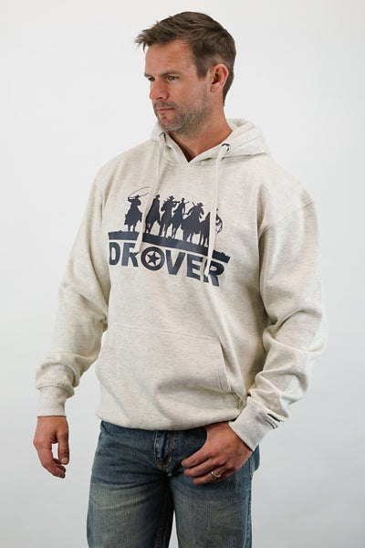 Hoodie - Riding Cowboys Print, Oatmeal Color