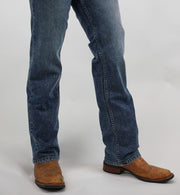 Denim Jeans - Bunkhouse Fit - STRETCH Fabric, Relaxed, Mid-Rise, Straight Leg, Boot Cut (Mid Wash & Faded)