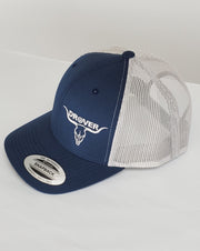 Yupoong, Snapback, Trucker Cap, Navy Blue with Silver Mesh