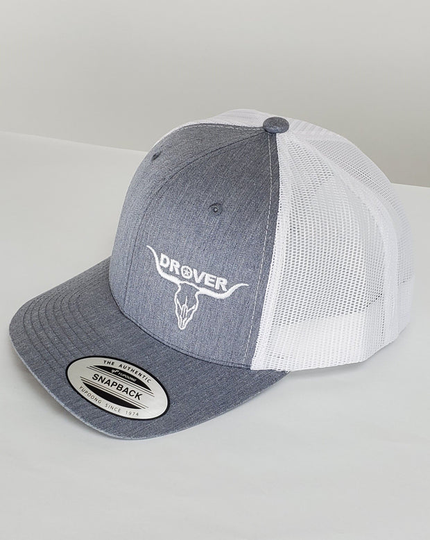 Yupoong, Snapback, Trucker Cap, Heather Grey with White Mesh